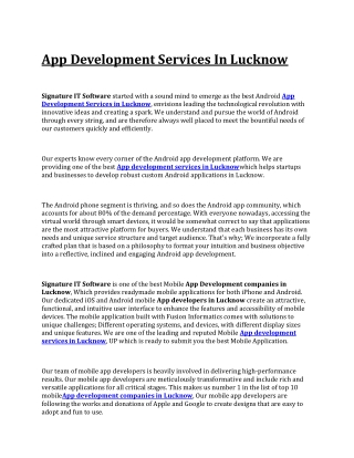 App Development Services In Lucknow