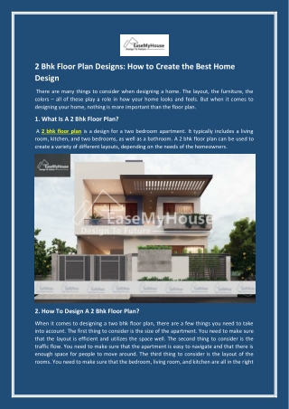 2 Bhk Floor Plan Designs -How to Create the Best Home Design