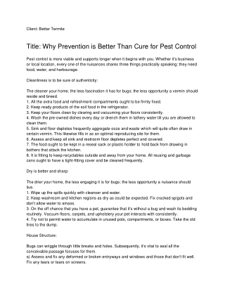 Why Prevention is Better Than Cure for Pest Control_ Better Termite