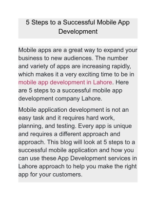 5 Steps to a Successful Mobile App Development