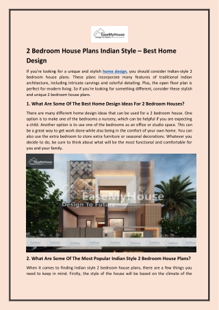 2 Bedroom House Plans Indian Style – Best Home Design