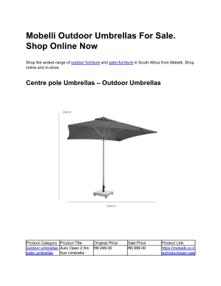 Mobelli Outdoor Umbrellas For Sale. Shop Online Now