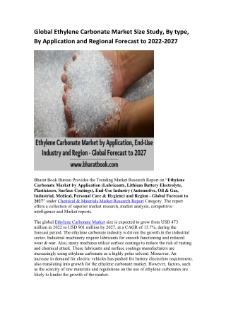Global Ethylene Carbonate Market Research Report 2022-2027