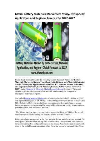 Global Battery Materials Market Research Report 2022-2027