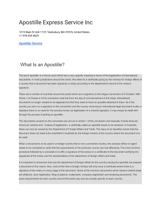 Apostille Express Service Inc