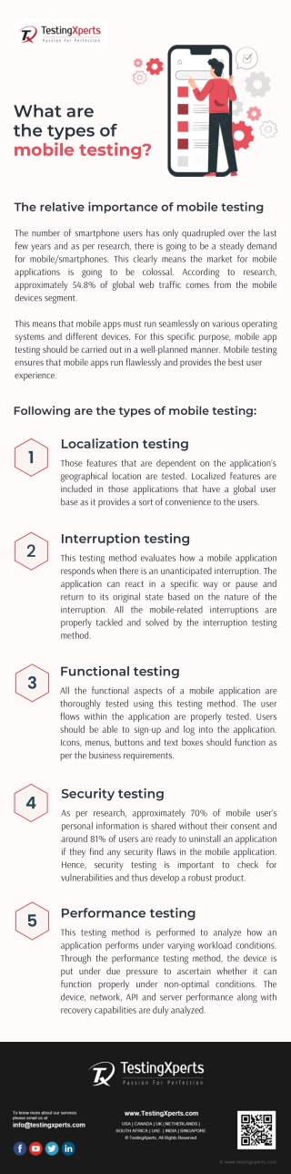 What are the types of mobile testing