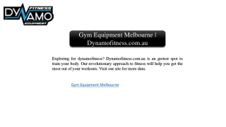 Gym Equipment Melbourne | Dynamofitness.com.au
