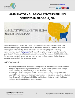 AMBULATORY SURGICAL CENTERS BILLING SERVICES IN GEORGIA, GA