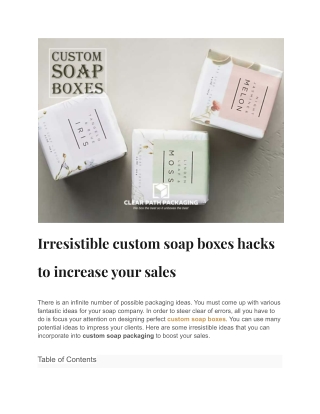 Irresistible custom soap boxes hacks to increase your sales