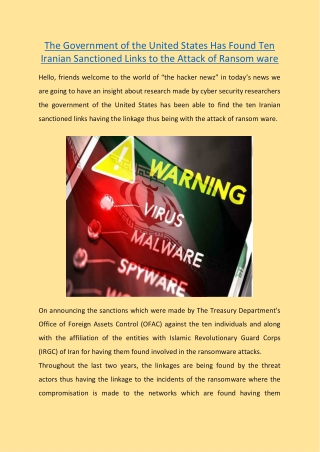 The Government of the United States Has Found Ten Iranian Sanctioned Links