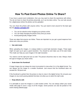 How To Post Event Photos Online To Share?