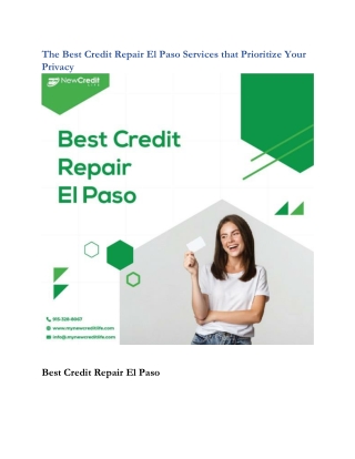 The Best Credit Repair El Paso Services that Prioritize Your Privacy