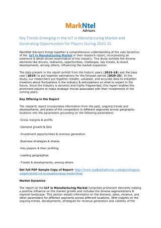 IoT in Manufacturing Market Analysis