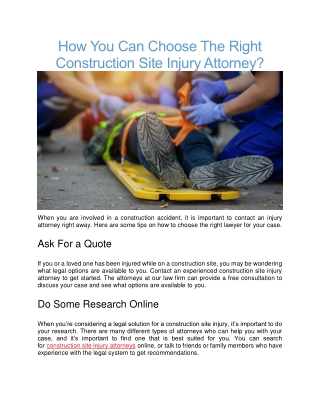 Construction site injury attorneys