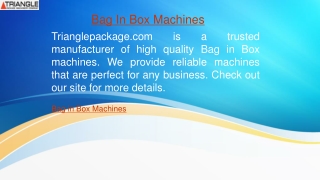 Bag In Box Machines  Trianglepackage.com