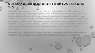 Must follow guide to resolve QuickBooks error 15222