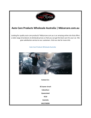 Auto Care Products Wholesale Australia | Mdcarcare.com.au