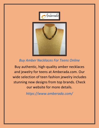 Buy Amber Necklaces For Teens Online