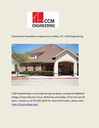 Commercial Foundation Inspections in Dallas, TX - CCM Engineering