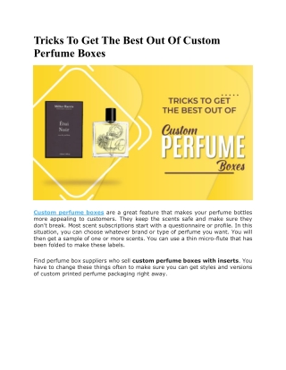 Tricks To Get The Best Out Of Custom Perfume Boxes