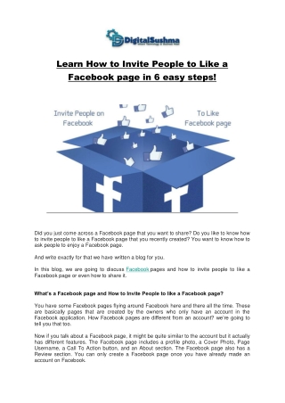 Learn How to Invite People to Like a Facebook page in 6 easy steps!