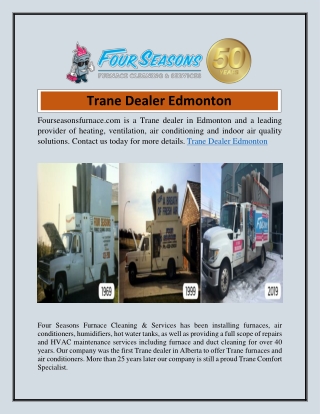 Trane Dealer Edmonton  Fourseasonsfurnace