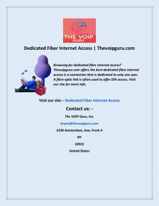 Dedicated Fiber Internet Access  Thevoipguru com