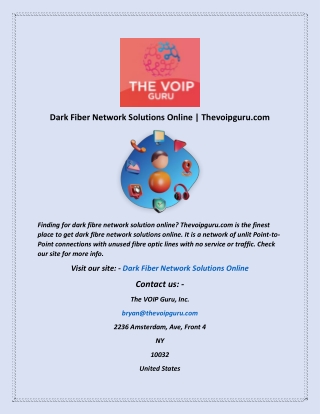 Dark Fiber Network Solutions Online  Thevoipguru com