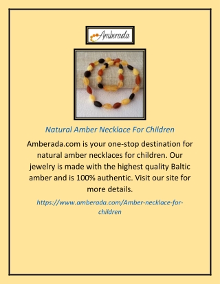 Natural Amber Necklace For Children