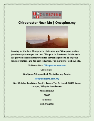 Chiropractor Near Me | Onespine.my