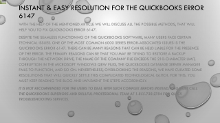 Try these methods to resolve QuickBooks error 6147