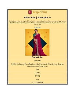 Ethnic Plus | Ethnicplus.in