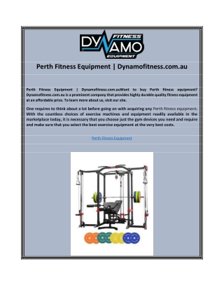 Perth Fitness Equipment | Dynamofitness.com.au