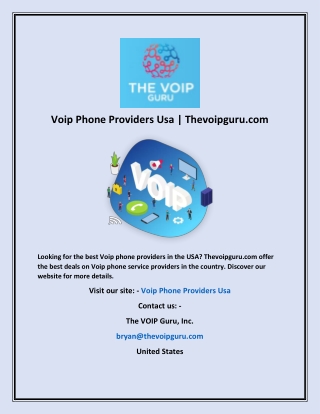 Voip Phone Providers Usa | Thevoipguru.com