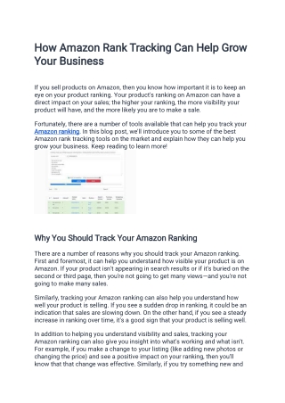 How Amazon Rank Tracking Can Help Grow Your Business