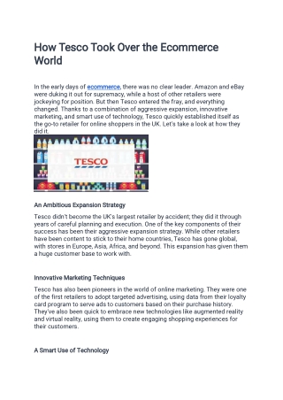 How Tesco Took Over the Ecommerce World