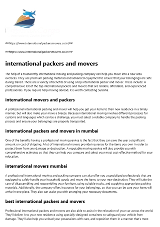 international packers movers
