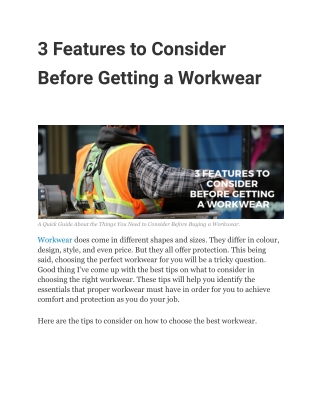 3 Features to Consider Before Getting a Workwear