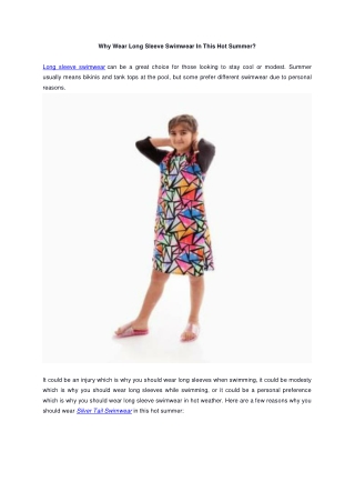 Why Wear Long Sleeve Swimwear In This Hot Summer