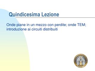 Quindicesima Lezione