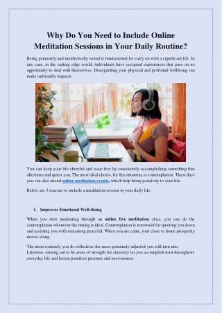 Why Do You Need to Include Online Meditation Sessions in Your Daily Routine