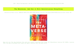 {PDF } Ebook The Metaverse And How it Will Revolutionize Everything download ebook PDF EPUB