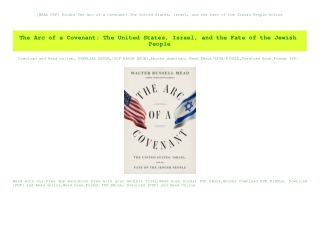 [READ PDF] Kindle The Arc of a Covenant The United States  Israel  and the Fate of the Jewish People