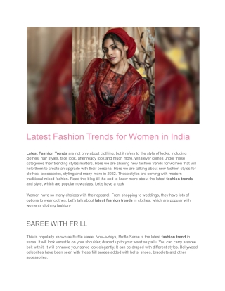 Latest Fashion Trends for Women in India