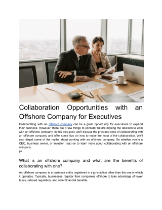 Collaboration Opportunities with an Offshore Company for Executives (1)