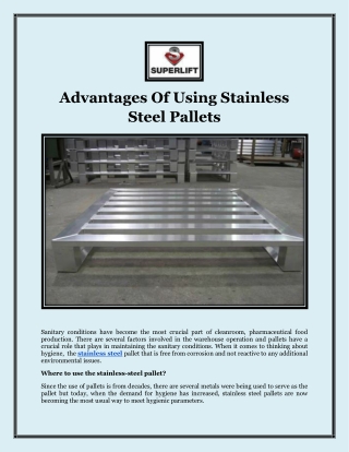 Advantages Of Using Stainless Steel Pallets