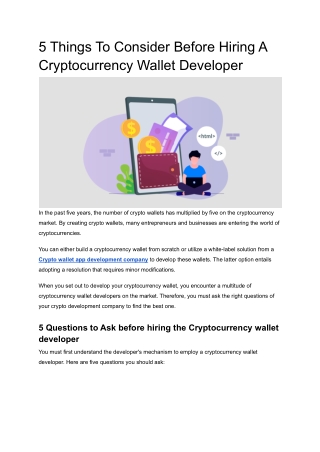 5 Things To Consider Before Hiring A Cryptocurrency Wallet Developer