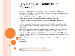 Buy Medical Products In Colorado