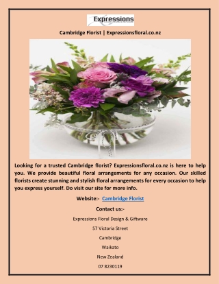 Cambridge Florist | Expressionsfloral.co.nz