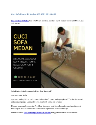 Cuci Sofa Kantor Di Medan, WA 0821 6814 0609